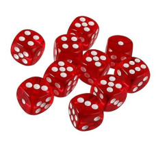 Yiotfandoll 10Pcs Polyhedral Dice D6 Dice 16Mm Acrylic Dice Game Dice For Rpg Mtg Dnd Dice Table Games (Transparent Red)