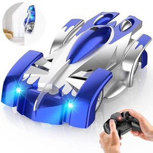 Yucmed Wall Climbing Remote Control Car, 360° Rotating Dual Mode Rc Stunt Car, Toys For 3 Year And Up Old Boy, Rechargeable Toy Car With Headlight, Christmas Birthday Gifts-Blue