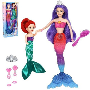 Bettina Mermaid Doll Playset, Purple Hair Princess, Red Hair Little Mermaid Doll And Accessories, Toys For 3 To 7 Year Olds