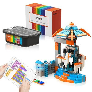 Apitor Robot S Robot Building Kit- Includes Large Storage Organizer With Sorting Plate, 10 In 1 Programmable App Rc Robot/Car Robotics Coding Kit, Birthday Gifts For Boys Girls Aged 7-12 (389 Pcs)