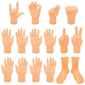 Zakvoor 16 Pcs Tiny Finger Hands Mini Rubber Finger Puppets Realistic Little Hand Finger For Puppet Show Gag Performance Party Favors