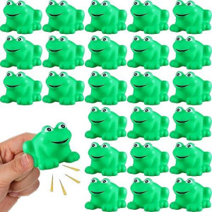 Zubebe Rubber Frogs Squeak And Floating Frog Sea Turtle Rubber Bath Toy Baby Shower Swimming Bathtub Toys For Shower Frogs Bathtub Birthday Party Decoration Boys Girls Bath Toys (Frog, 24)