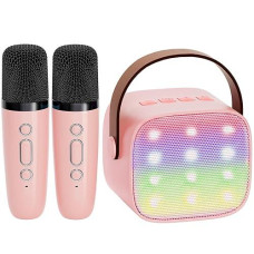 YLL Mini Karaoke Machine, Portable Bluetooth Speaker, Lightpink