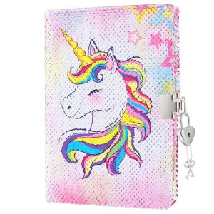 Wernnsai Sequins Pink Girls Girls Diary With Lock And Key - 5.9” X 8.2” Diy Pink Girls Journal Notebook For Kids Girls Birthday Christmas Gift Travel School A5 Secret Diary Writing Drawing Notepad