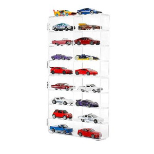 Kislane Acrylic Display Case Compatible With Toy Cars, Matchbox Cars, 16 Slots Display Case For Toy Cars, Matchbox Cars (Large-16 Slots)