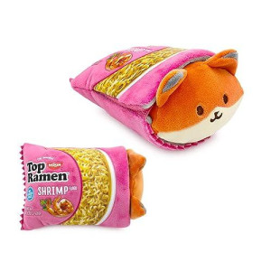 Anirollz Stuffed Animal Plush Toy - Official Top Ramen Blanket Outfitz Doll | Soft, Squishy, Warm, Cute, Comfort, Safe| Birthday Gift Fox In Shrimp Flavor Top Ramen Noodle Foxiroll 6”