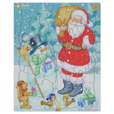 Just Smarty Santa Christmas Jigsaw Puzzle 41 Pieces For Kids Ages 4, 5, 6, 7, 8 With Fun Shapes And Tray. Fun Learning Educational Toy For Boys Girls In Pre-K, Kindergarten, First And Second Grade