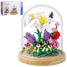 Rsdhfly Creative Bonsai Flower Bouquet Building Kit,Flower Botanical Collection Construction Building Toy,Building Blocks Set For Adults And Kids (Lily Bonsai Flower)