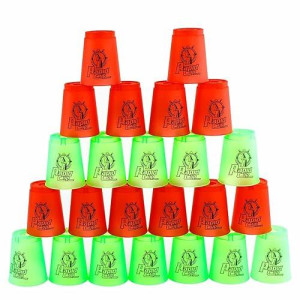 Seisso Stacking Cups Games, 24Pcs Cup Stacking Set Classic Stack Training Game Toys For Boys Girls Kids Stack Cups (12 Pack Green + 12 Pack Red)