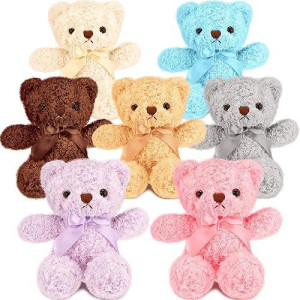 Zomiboo 7 Packs 14 Inch Plush Bear Stuffed Animals Plush Valentine Day Gift Soft Cute Stuffed Dolls Birthday Party Decorations(Bright Colors)