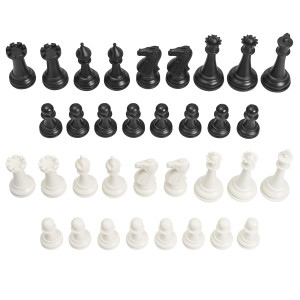 Chess Geeks 1X Single Weighted Chess Pieces Only - Modern Style - 32 Pieces + 2 Extra Queens - King 4" Tall