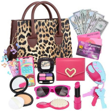 Play Toddler Girls Purse, Toddler Girl Toys Age 3-5 4-5 6-8 Kids Toys Purse Set, Pretend Makeup Kit, Phone, Princess Pretend Play Girl Toys For 3 4 5 6 7 Year Old, Birthday Gifts For Girl Age 3-5