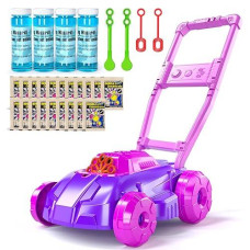 TEMI Pink Bubble Mower for Toddlers with Music & Bubbles