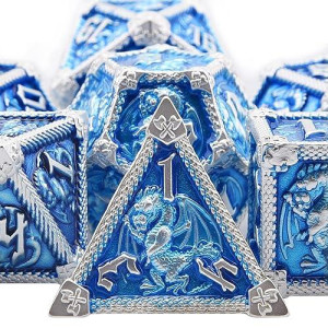 Austor 7-Die Metal Dnd Dice Set Dungeons And Dragons Dice With Box Roll Playing Game Dice Polyhedral Dice D20 D12 D10 D% D8 D6 D4 Metal Dice For Pathfinder Mtg Rpg Board Games