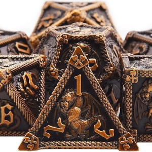 Austor 7-Die Metal Dnd Dice Set Dungeons And Dragons Dice With Box Roll Playing Game Dice Polyhedral Dice D20 D12 D10 D% D8 D6 D4 Metal Dice For Pathfinder Mtg Rpg Board Games