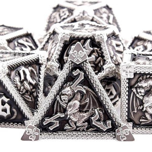 Austor 7-Die Metal Dnd Dice Set Dungeons And Dragons Dice With Box Roll Playing Game Dice Polyhedral Dice D20 D12 D10 D% D8 D6 D4 Metal Dice For Pathfinder Mtg Rpg Board Games