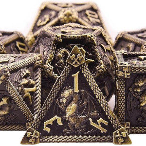 Austor 7-Die Metal Dnd Dice Set Dungeons And Dragons Dice With Box Roll Playing Game Dice Polyhedral Dice D20 D12 D10 D% D8 D6 D4 Metal Dice For Pathfinder Mtg Rpg Board Games