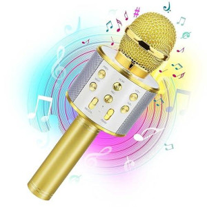 Viposoon Birthday Gifts For 3-11 Year Old Girls, Bluetooth Karaoke Microphone For Kids Gifts For Teenage Girls Christmas Stocking Stuffers For Kids Popular Toys For 4-12 Year Old Boys Girls - Gold