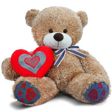 Nleio I Love You Teddy Bear, 18" Plush Stuffed Bear With Red Heart Pillow, Stuffed Animal Plush Gift For Her Him/Girlfriend Boyfriend Valentines Bear Anniversary Babies Kids/Mom Birthday