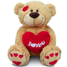 Nleio I Love You Teddy Bear, 14" Plush Stuffed Bear With Red Heart Pillow, Stuffed Animal Plush Gift For Her/Him/Girlfriend/Boyfriend/Kids/Mom, Valentines Bear, Birthday, Anniversary