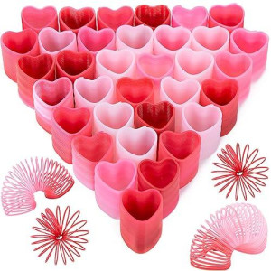 Johouse 35Pcs Valentine'S Day Toys With Coil Springs Rainbow Springs, Heart Coil Spring Toy Mini Fidget Stress Coil For Kids Valentine'S Classroom Exchange Prizes Game Prizes