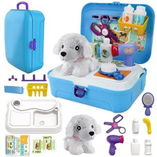 TEUVO 16Pcs Pet Care Playset for Kids - Doctor Kit &