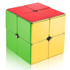 D-Fantix Magnetic Mirror Reflective Stickerless Speed Cube 2X2, Cyclone Boys Original Shiny Cool Magic Cube, Brain Teaser Puzzles Mini Cube, Personalized Birthday Gift For Kids Teens Adults