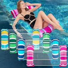 Zcaukya 4 Pack Inflatable Pool Float Hammocks, 4-In-1 Water Floating Mesh Chair For Adults, Swimming Pool Drifter Saddle Lounge For Summer Events Pool Parties, Blue/Pink/Green/Yellow