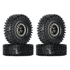 Injora 1.0 Brass Beadlock Tires Set 4Pcs Tires For 1/18 Trx4M 1/24 Rc Crawler Car Axial Scx24 Fms Fcx24 Gladiator Bronco C10 Jlu Deadbolt B17 Upgrade (W1005-T1011)