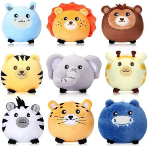 Skylety 9 Pcs Mini Plush Stuffed Animals Bulk 3.15 Inch Cute Soft Decompress Animals Plush Toys For Baby Shower Birthday Party Gifts Classroom Prizes Easter Basket Stuffers(Forest Animals)