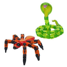 Zing Klixx Creaturez Combo Pack - Create Stop Motion Animation, Snap And Click Fidget Toys For Stress Relief, Great For Kids Ages 4 And Up (Fire Ant + Cobra)