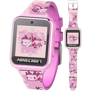 Accutime Minecraft Kids Pink Educational Learning Touchscreen Smart Watch Toy For Girls, Boys, Toddlers - Selfie Cam, Learning Games, Alarm, Calculator, Pedometer & More (Model: Min4160Az)