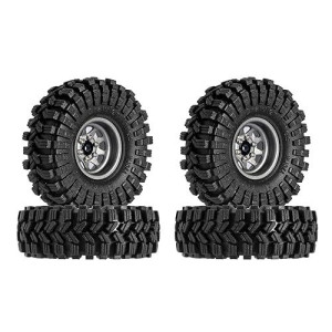 Injora 1.0 Beadlock Wheel Tires Set -3.78Mm Offset Wheel Rims For 1/18 1/24 Rc Crawler Car Axial Ax24 Scx24 Fms Fcx24 Trx4M,Grey (W1004-T1014)