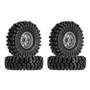 Injora 1.0 Beadlock Wheel Tires Set -3.78Mm Offset Wheel Rims For 1/18 1/24 Rc Crawler Car Axial Ax24 Scx24 Fms Fcx24 Trx4M,Silver(W1004-T1014)