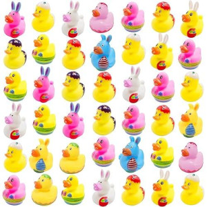 36 Pcs Easter Rubber Ducks,Baby Showers Accessories,Mini 2.16" Bunny Duckies Bath Toys For Kids Fun Bath, Easter Basket Stuffers And Party Favors (Easter)