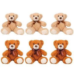 Seyomi Teddy Bear Stuffed Animal, Small Teddy Bear Plush Toys,6 Packs Teddy Bears Bulk For Birthday Wedding Party, Bear Stuffed Animal,13.7 Inches Brown