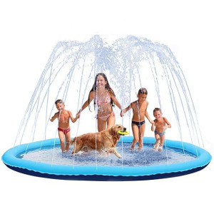 Splash Pad - Splash Pad For Dogs, Dog Splash Pad 87'', Inflatable Water Summer Pool Toys, Outdoor Play Mat For Kids & Toddlers