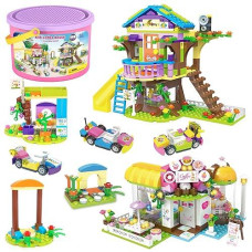 Ep Exercise N Play Friends Tree House Creative Building Toy House Set For Girls 6-12, Treehouse Cafe House Friends Building Block Kit