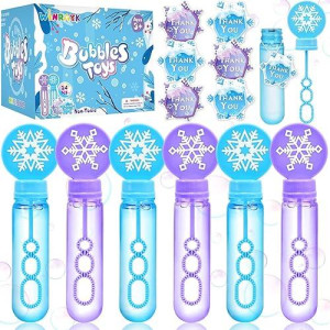 Winrayk Frozen Bubble Wands For Kids Party Favors, 24 Large Snowflake Bubbles Bulk With Gift Card, Christmas Pinata Filler Goodie Bag Stuffer Classroom Prize Winter Elsa Toys Boys Girls Birthday Gifts