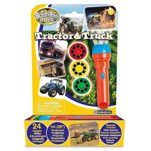 Brainstorm Toys: Tractor & Truck Torch & Projector - 39" Projection, 24 Color Images, Battery Powered, Kids Ages 3+