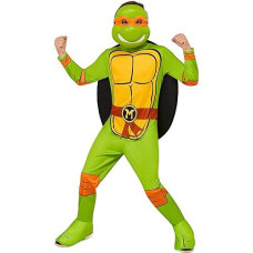 Rubies Child'S Teenage Mutant Ninja Turtles Michelangelo Costume Jumpsuit, Shell, And Half-Mask, As Shown, Medium