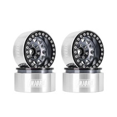 Injora 1.9 Beadlock Wheel Deep Dish Negative Offset 10.4Mm Wheel Rim For 1/10 Rc Crawler Auto Axial Scx10 90046 Axi03007 Trx4 Vs4-10 Gen8 Mst Cfx(Black＆Grey)