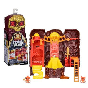 Treasure X Lost Lands Skull Island Lava Tower Micro Playset, 15 Levels Of Adventure. Survive The Traps And Discover 2 Micro Sized Action Figures. Will You Find Real Gold Dipped Treasure?