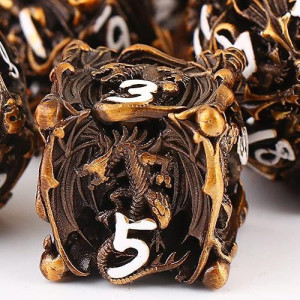 Metal Dice Dnd Set Role-Playing Dragon Dice D&D7-Piece Copper Hollow Polyhedral Dice Suitable For Dungeons And Dragon Rpg Explorers Savage World And Table Games