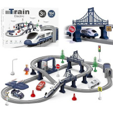 Train Sets For Boys 4-7, 66 Pcs Battery Operated Train Set With Tracks(Magnetic Connection), Compatible With Thomas, Brio, Chuggington, Gifts For 3 4 5 6 Years Old (City)