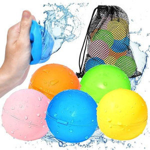 Soppycid Water Balloons Reusable Quick Fill - Self Sealing Silicone Water Balls For Kids With Mesh Bag, Outdoor Summer Fun Water Toys For Outdoor Activities, Summer Party, Water Park, Family Game