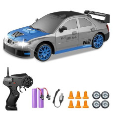 Yuan Plan Remote Control Car, 1/24 2.4Ghz 4Wd Rc Drift Car High Speed Rc Cars Racing Cars With Cool Lights, Two Rechargeable Batteries And Extra Tires Toy Car For Kids Boys Adults