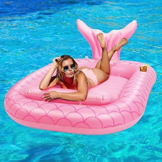 Heysplash Inflatable Tanning Pool Lounger Float, 72.8 * 49.2" Inflatable Ride-Ons Pool Rafts Swimming Pool Float, Summer Beach Party Swimming Floaty Bed Floatie Pool Toys