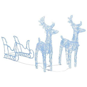 vidaXL 51.2" Acrylic Reindeer & Sleigh Christmas Decor 160