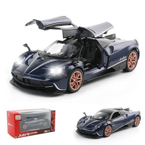 Diecast Toy Car Collectible Pagani Huayra Dinastia Sports Car Model,1:32 Scale Zinc Alloy Simulation Casting Pull Back Vehicles With Lights And Music For Toddlers Kids Children Gift(Blue)